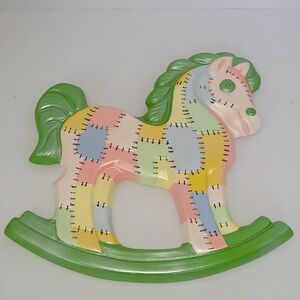 Patchwork Rocking Horse wall hanging Pastel Color Decor